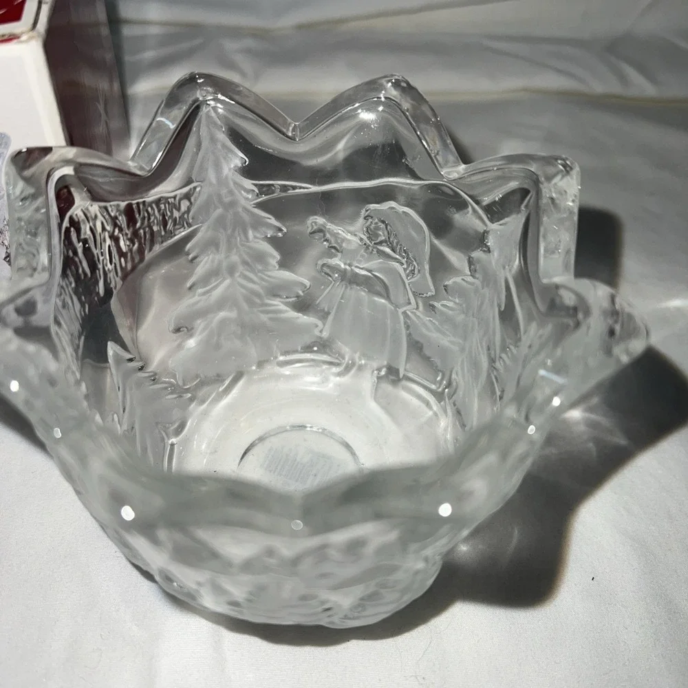 Mikasa Christmas Story Frosted Candle Holder / Candy & Nut Bowl, Germany